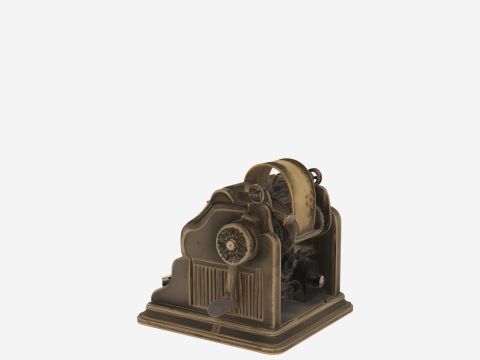 クラシック 3D 加算機モデルの紙テープとクランク ハンドル 3Dモデル