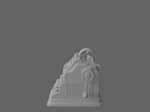 クラシック 3D 加算機モデルの紙テープとクランク ハンドル 3Dモデル