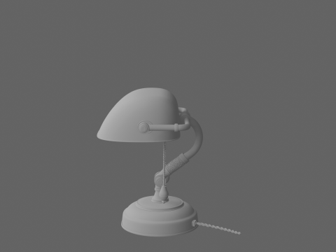 3D Banker Lamp Featuring Green Glass Shade Brass Articulated 3D Model