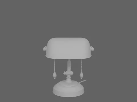 3D Banker Lamp Featuring Green Glass Shade Brass Articulated 3D Model