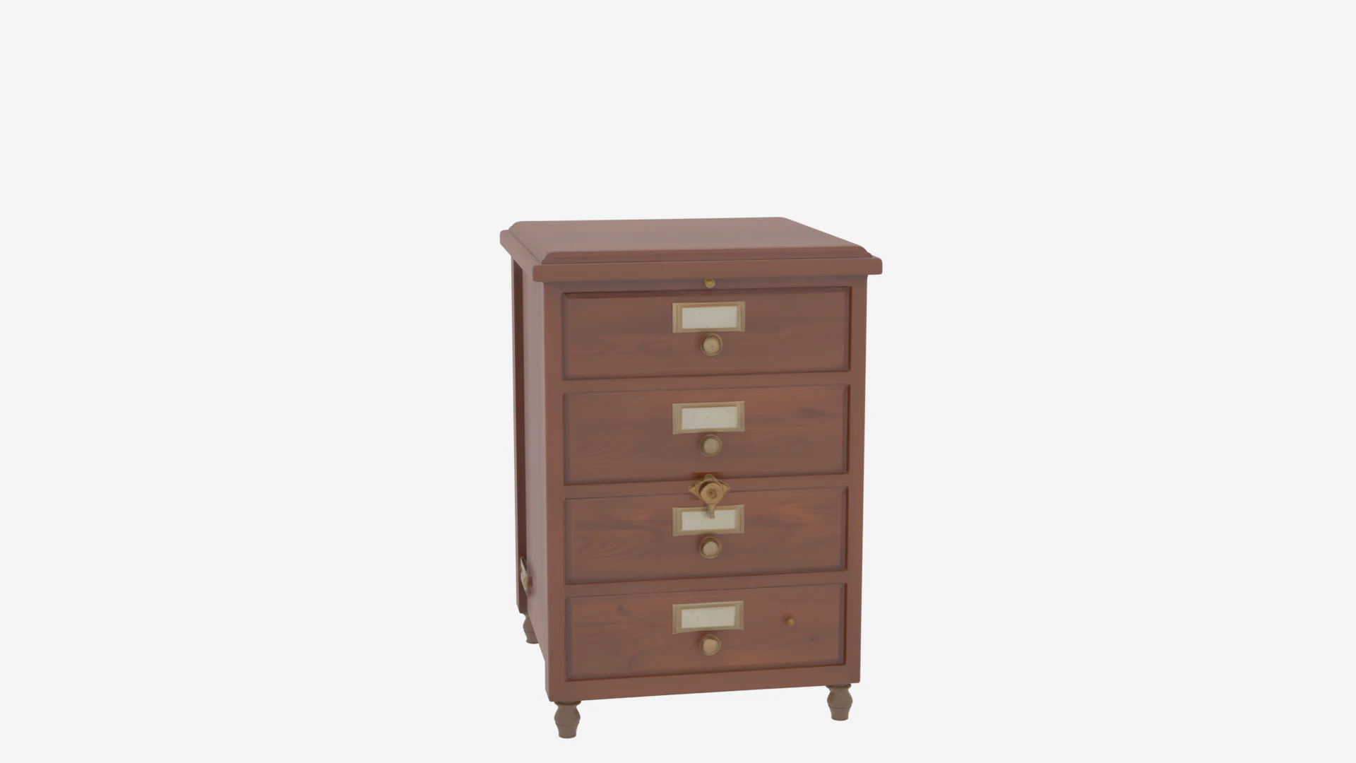 3D Vintage Wooden Bank Filing Cabinet Brass Hardware and Lock 3D Model .c4d .max .obj .3ds .fbx .stl .blend
