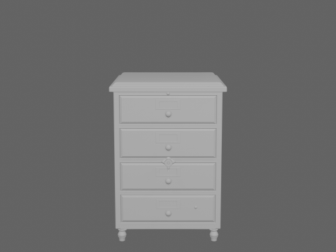 3D 复古木制银行文件柜黄铜五金件和锁 3D 模型