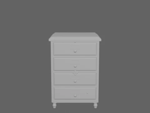 3D Vintage Wooden Bank Filing Cabinet Brass Hardware and Lock 3D Model