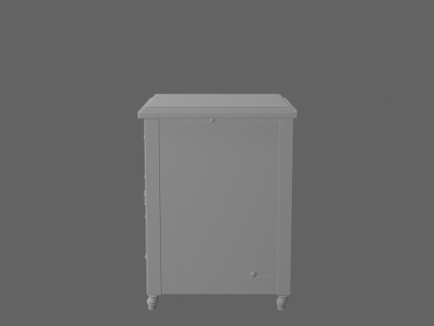 3D 复古木制银行文件柜黄铜五金件和锁 3D 模型