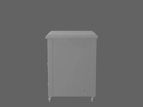 3D Vintage Wooden Bank Filing Cabinet Brass Hardware and Lock 3D Model
