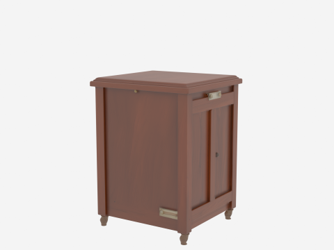 3D 复古木制银行文件柜黄铜五金件和锁 3D 模型