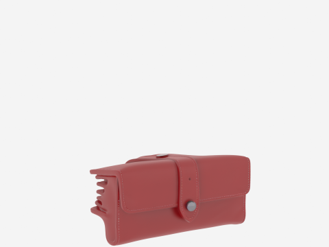 3D lederen persoonlijke financiële chequeboekhouder, kaartsleuven en pen 3D Model