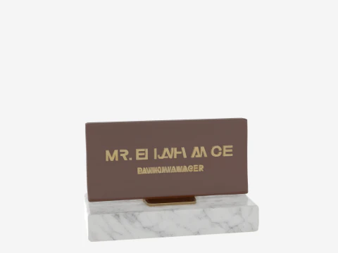 3D Executive Bank Manager Desk Nameplate Brass Marble Base 3D Model