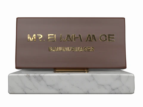 3D Executive Bank Manager Desk Nameplate Brass Marble Base 3D Model