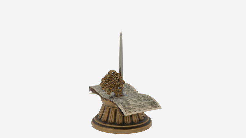 Antique Bank Receipt Spike Ornate Finial and Weighted Base 3D 3D Model .c4d .max .obj .3ds .fbx .stl .blend 
