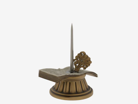 Antique Bank Receipt Spike Ornate Finial and Weighted Base 3D 3D Model