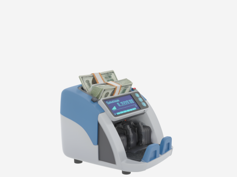 3D-geldtellermachine Precisiesensoren en digitaal display 3D Model