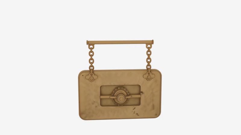 Posi&ccedil;&atilde;o de caixa de banco de lat&atilde;o fechada em 3D com patina gravada em corrente Modelo 3D .c4d .max .obj .3ds .fbx .stl .blend 