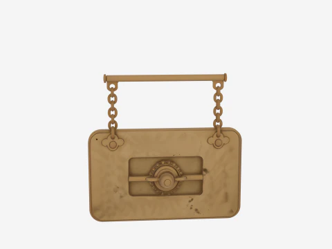 Brass Bank Teller Position Closed 3D Engraved Patina Flip Chain 3D Model