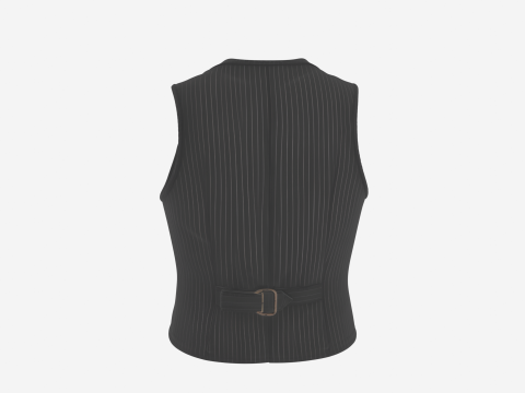 Elegant 3D-bankiersvest, gedetailleerd krijtstreeppatroon en horlogeketting 3D Model