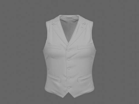 Elegant 3D-bankiersvest, gedetailleerd krijtstreeppatroon en horlogeketting 3D Model