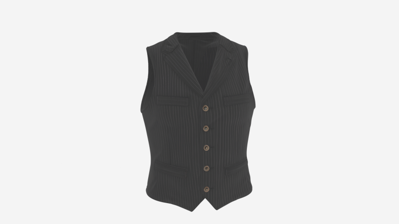Elegant 3D-bankiersvest, gedetailleerd krijtstreeppatroon en horlogeketting 3D Model .c4d .max .obj .3ds .fbx .stl .blend 