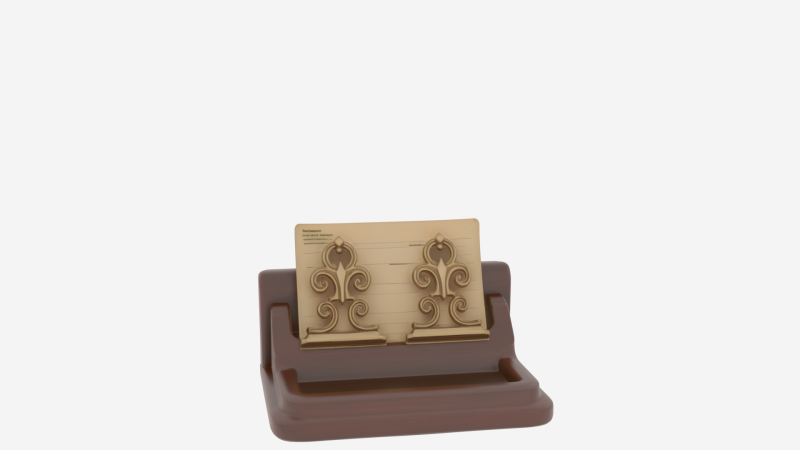 Drewniany uchwyt na kwity depozytowe w stylu vintage, metalowe klipsy Model 3D .c4d .max .obj .3ds .fbx .stl .blend 