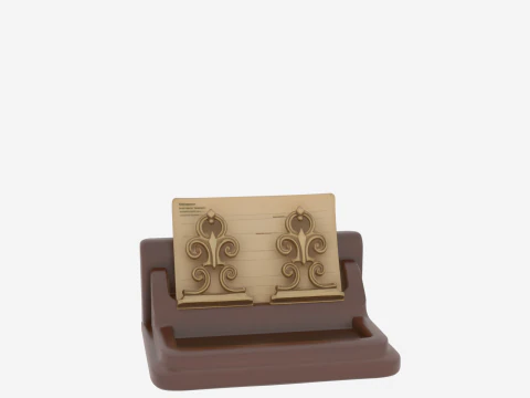 Vintage wooden bank deposit slip holder metal clips 3D Model