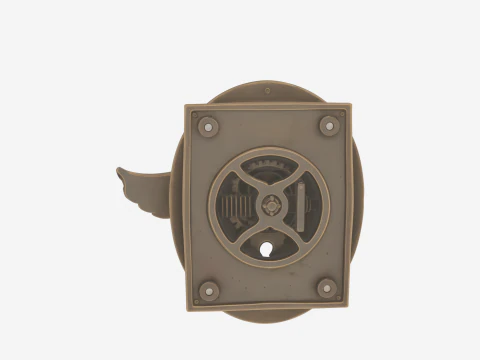 3D Brass Bank Entrance Handle Ornate Backplate and Antique Patina 3D Model