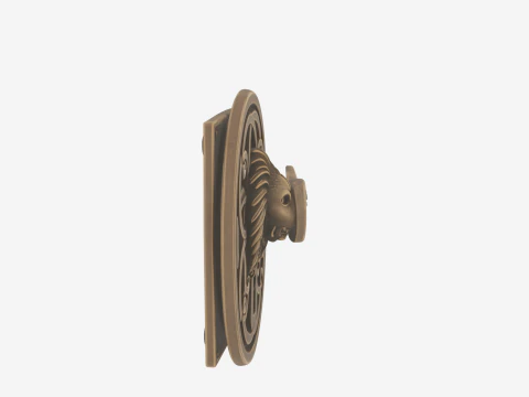 3D Brass Bank Entrance Handle Ornate Backplate and Antique Patina 3D Model