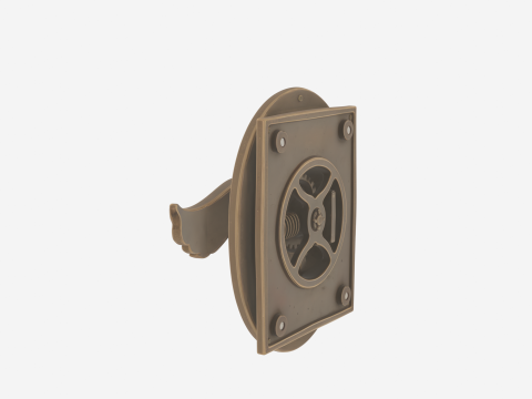 Poignée d'entrée de banque en laiton 3D, plaque arrière ornée et patine antique Modèle 3D