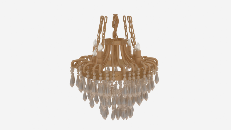 Elegante koperen bankkroonluchter kristallen hangers 3D Model .c4d .max .obj .3ds .fbx .stl .blend 