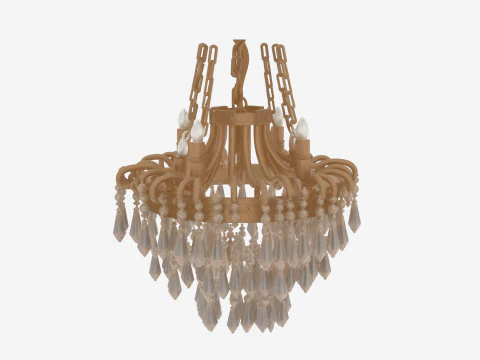 Elegant Brass Bank Chandelier Crystal Pendants 3D Model