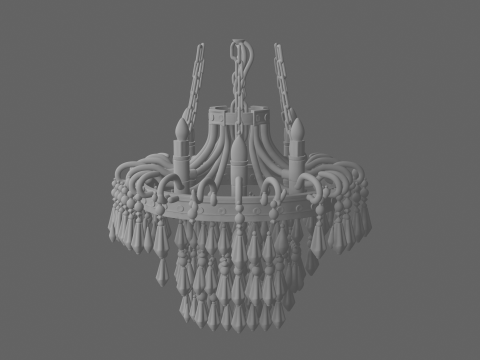 Elegante koperen bankkroonluchter kristallen hangers 3D Model