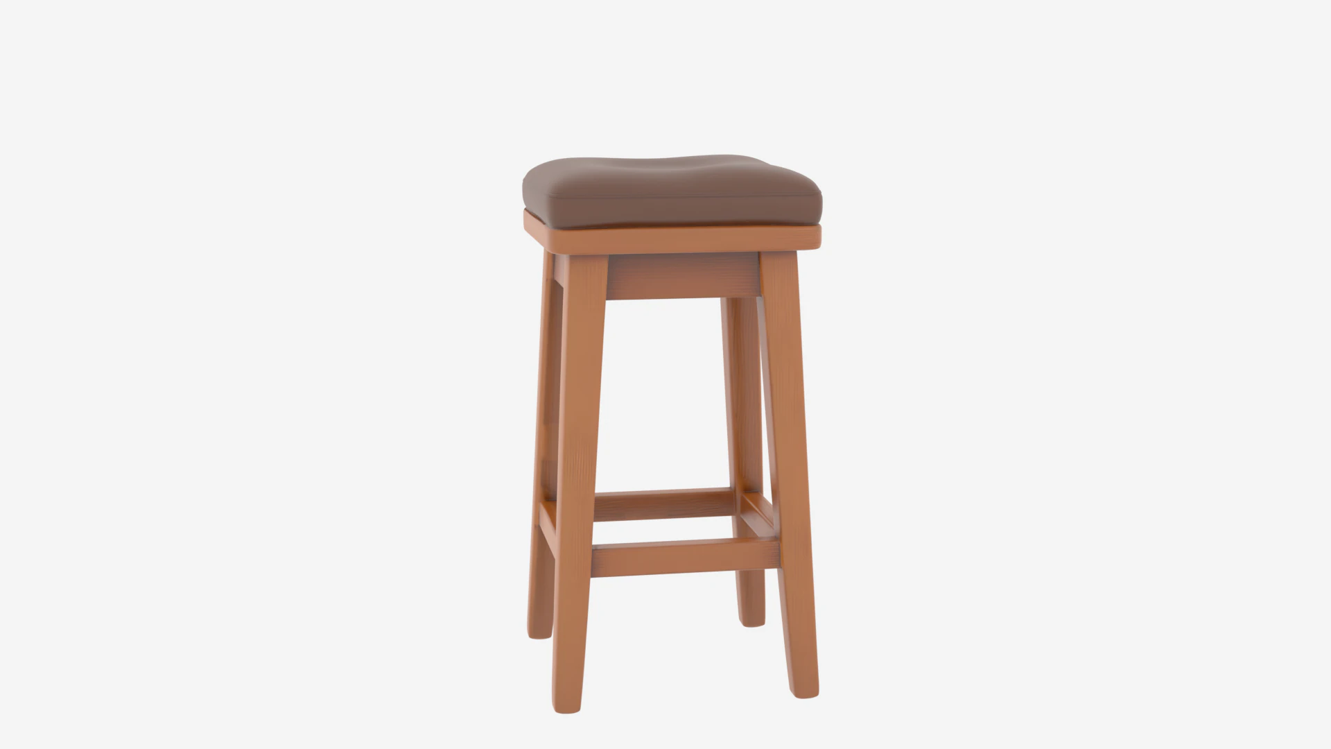 Realistic 3D Wooden Bank Teller Stool Padded Leather Seat 3D Model .c4d .max .obj .3ds .fbx .stl .blend 