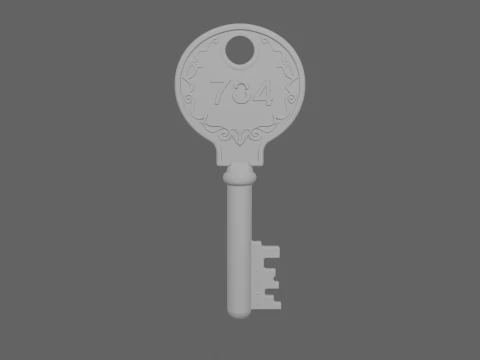 Ultra-Detailed 3D Brass Security Key Model for Films and Games 3D Model