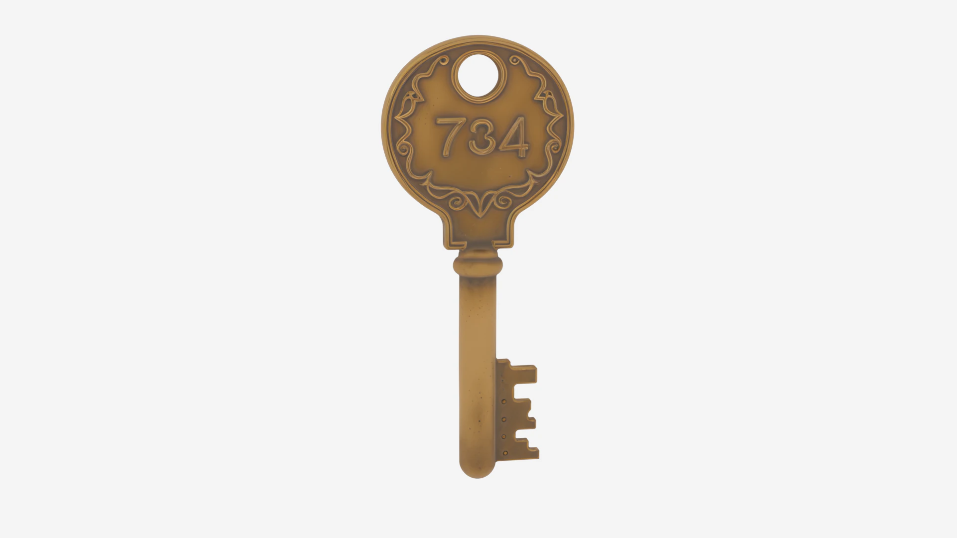 Ultra-Detailed 3D Brass Security Key Model for Films and Games 3D Model .c4d .max .obj .3ds .fbx .stl .blend 