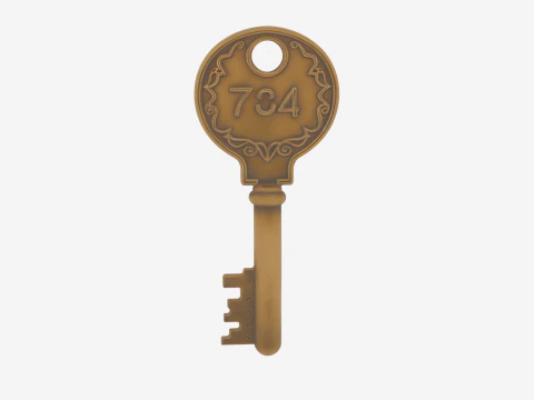 Ultra-Detailed 3D Brass Security Key Model for Films and Games 3D Model