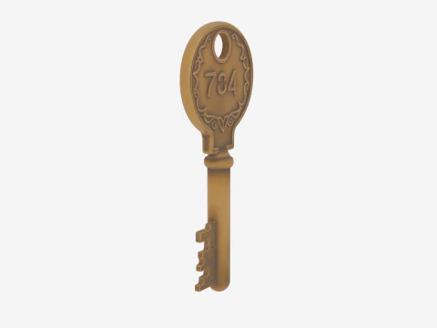 Ultra-Detailed 3D Brass Security Key Model for Films and Games 3D Model