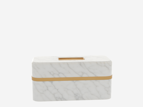 3D Marble Banking Counter Brass Trim Integrated Slot 3D Model