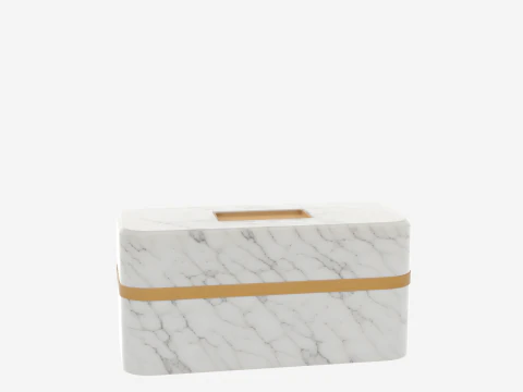 3D Marble Banking Counter Brass Trim Integrated Slot 3D Model