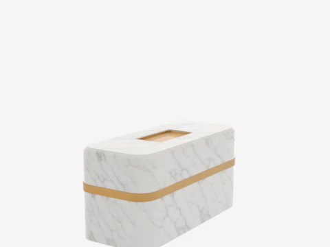 3D Marble Banking Counter Brass Trim Integrated Slot 3D Model