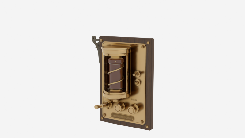 Vintage Brass 3D Pneumatic Tube System Terminal 3D Model .c4d .max .obj .3ds .fbx .stl .blend 