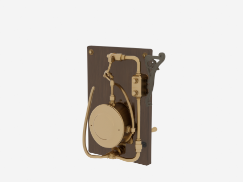 Vintage Brass 3D Pneumatic Tube System Terminal 3D Model