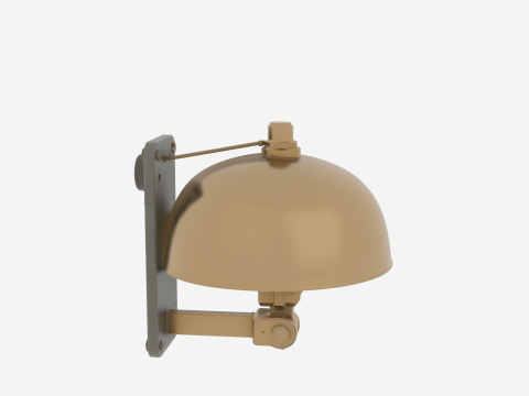 Intricate 3D Render of Brass Alarm Bell Wall Mount and Terminals 3D Model