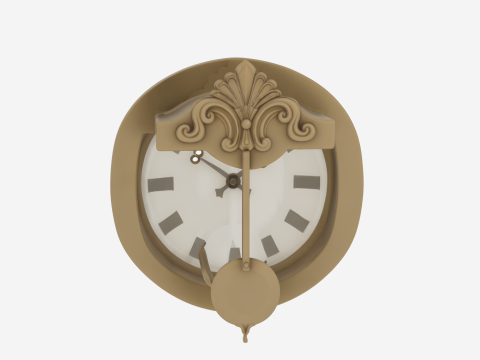 Detaylı Klasik Pirinç Banka Lobi Saati Sarkaç Ve Duvar 3D Model