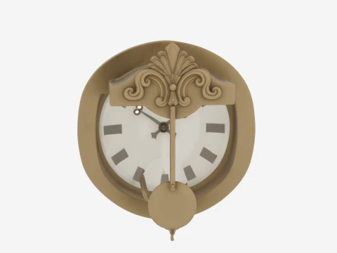 Detailed Classic Brass Bank Lobby Clock Pendulum And Wall 3D Model