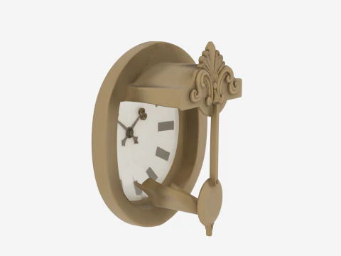 Detailed Classic Brass Bank Lobby Clock Pendulum And Wall 3D Model