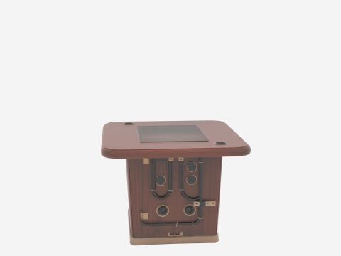 Executive Boardroom Table 3D Mahogany Finish Leather Inlay 3D Model