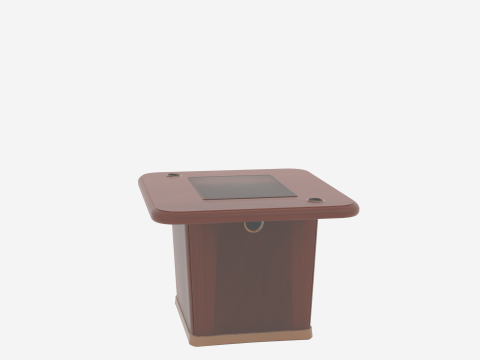 Executive Boardroom Table 3D Mahogany Finish Leather Inlay 3D Model