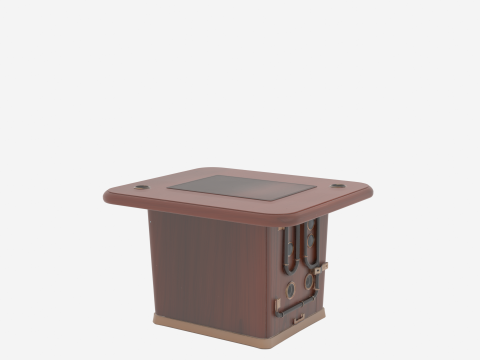 Executive Boardroom Table 3D Mahogany Finish Leather Inlay 3D Model