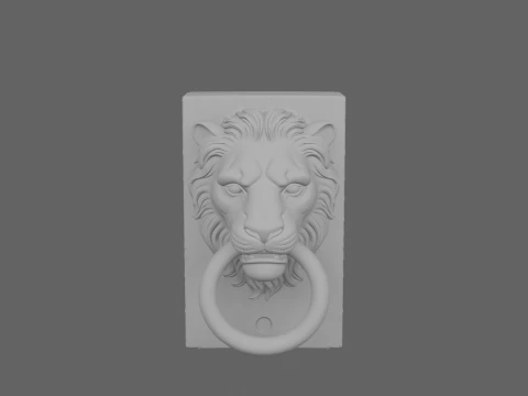 3D brass lion head door knocker verdigris patina and mounting 3D Model