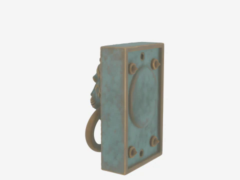 3D brass lion head door knocker verdigris patina and mounting 3D Model