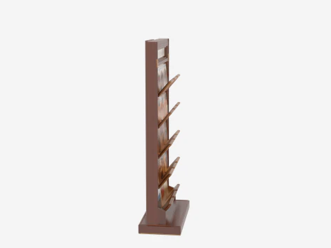 3D of Wooden Magazine Rack Brass Accents for Bank Reception Area 3D Model