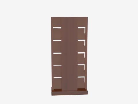 3D of Wooden Magazine Rack Brass Accents for Bank Reception Area 3D Model